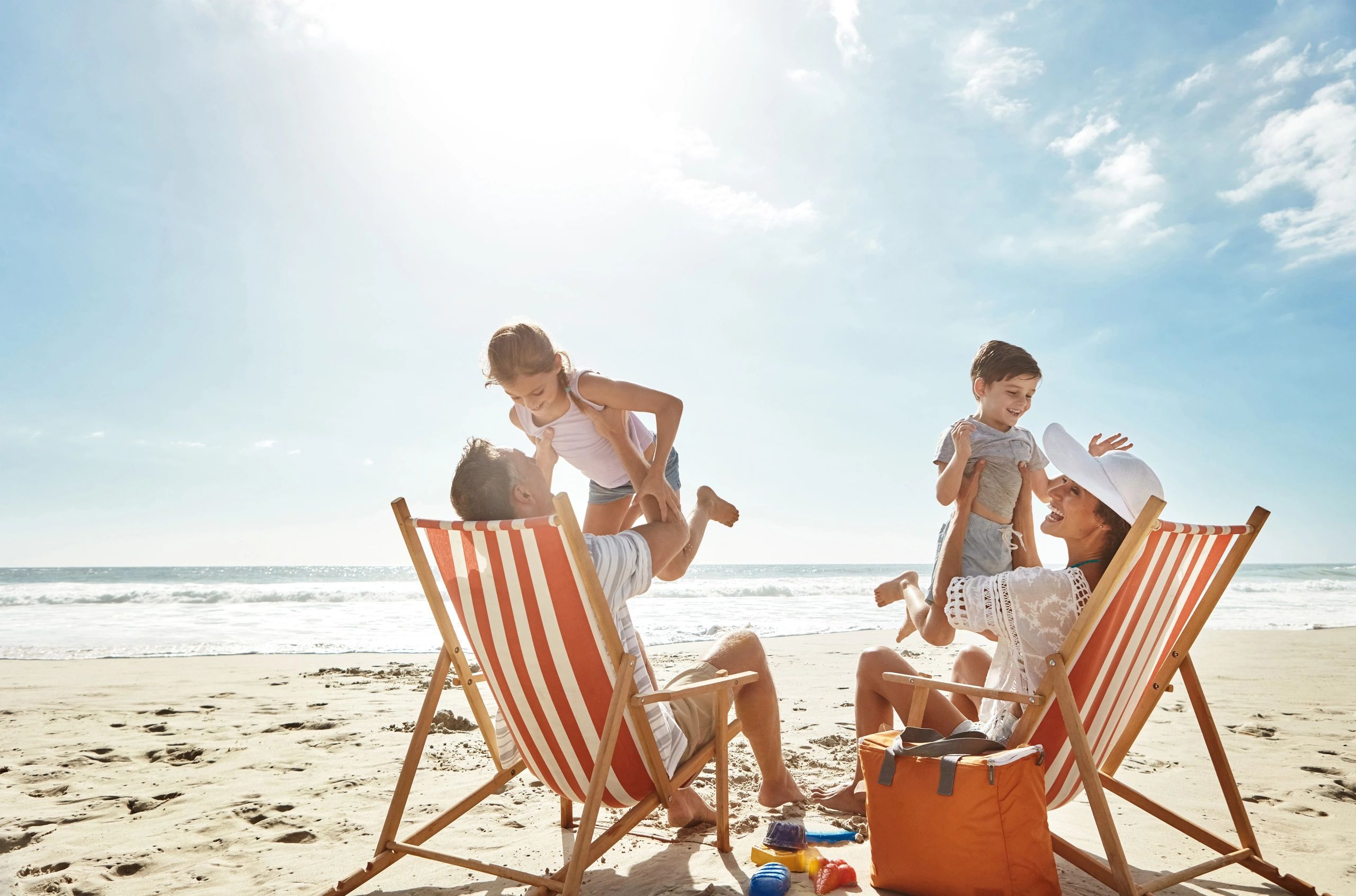 Family enjoying a beach vacation